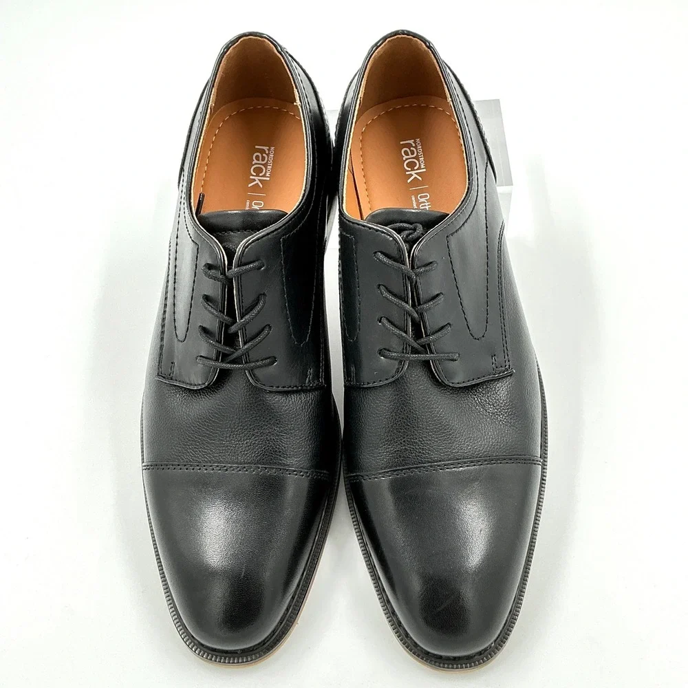 Nordstrom Rack Mens Size 11 Black Leather Cap Toe Derby Dress Shoes NEW Radian